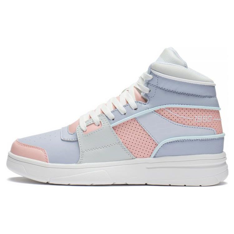 Li Ning Retro 90 Series Удобные универсальные повседневные высокие кроссовки для женщин Синие розовые ABCS098-3 36⅓