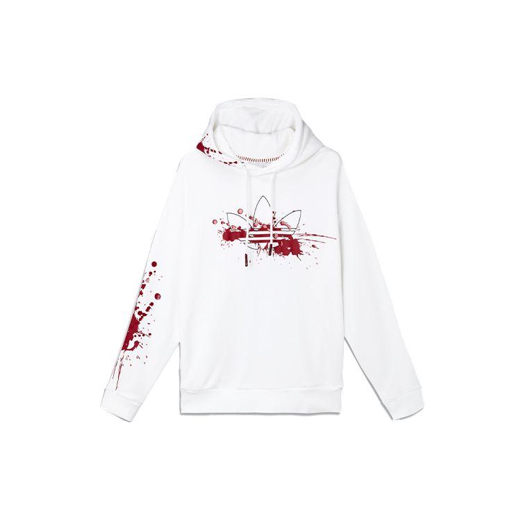 Adidas Originals Trefoil Halloween Limited Edition Толстовка с капюшоном с логотипом Мужские топы Белый GV0922 XS