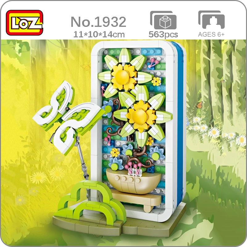 LOZ 1932 вечный цветок весна бабочка растение животное коробка для хранения ювелирных изделий 3D мини-блоки кирпичи строительные игрушки для детей без коробки