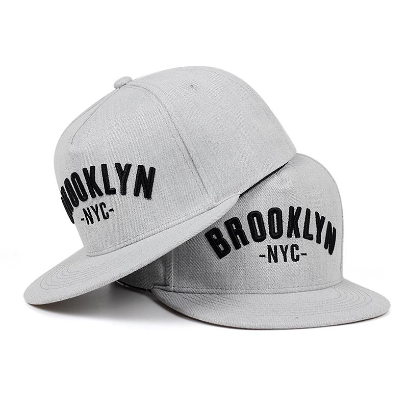 Летняя бейсбольная кепка с вышивкой Brooklyn для мужчин и женщин, модная шляпа для спорта на открытом воздухе, плоская шляпа в стиле хип-хоп серый