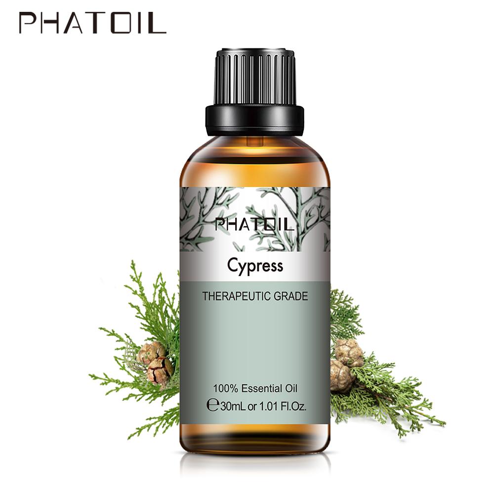 PHATOIL 30 мл Чистое эфирное масло кипариса Диффузор Ароматерапевтическое масло терапевтического класса Устраняет усталость Успокаивает варикозное расширение вен Здоровое успокаивающее действие 1 pc