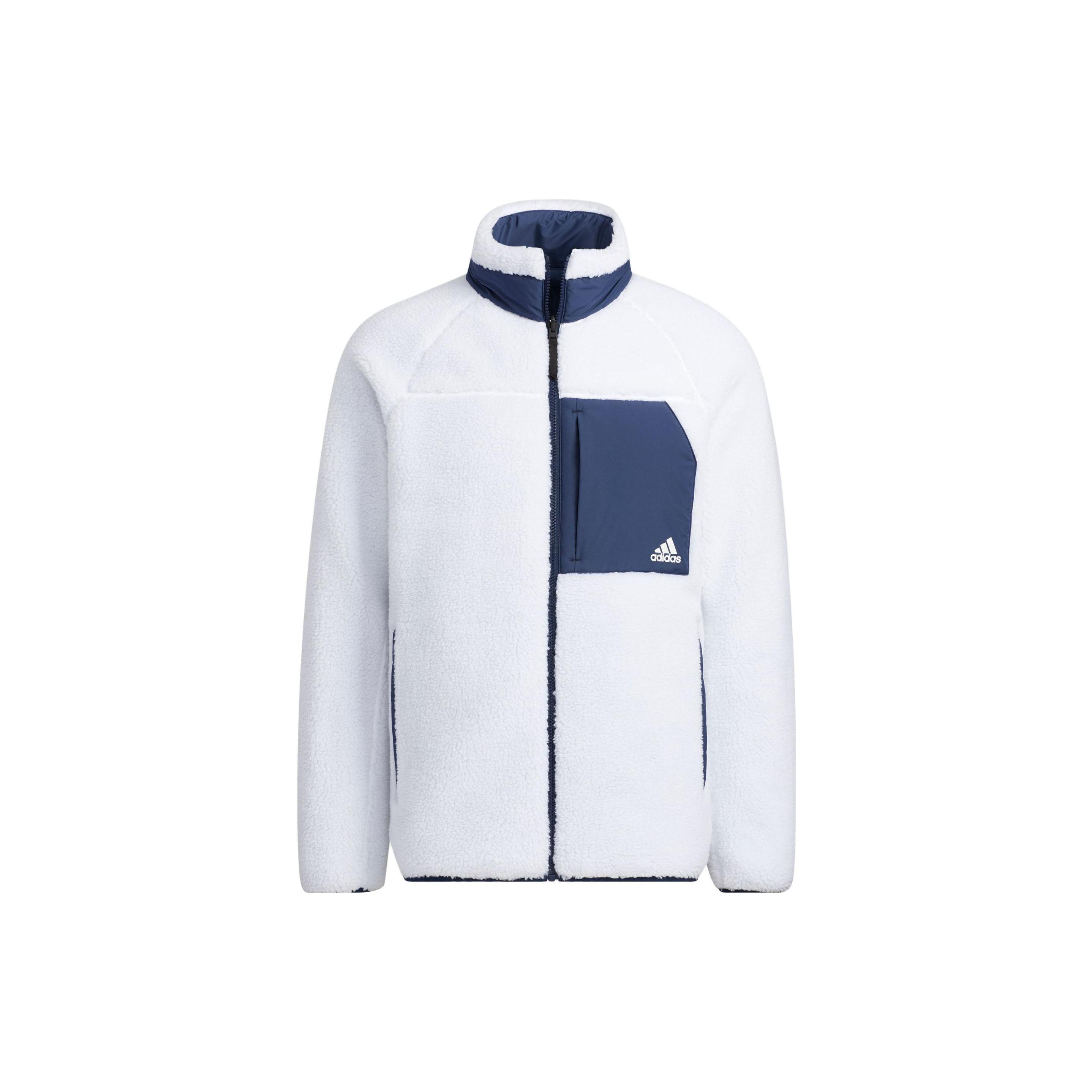 Двусторонняя куртка Adidas из шерпы с контрастным карманом и вышивкой логотипа, верхняя одежда унисекс, белая H23092 M
