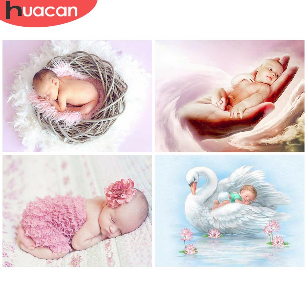 HUACAN Алмазная картина для новорожденных, полная круглая Алмазная вышивка, детская мозаика, картина со стразами, набор бриллиантов Full Round 20*30 cm