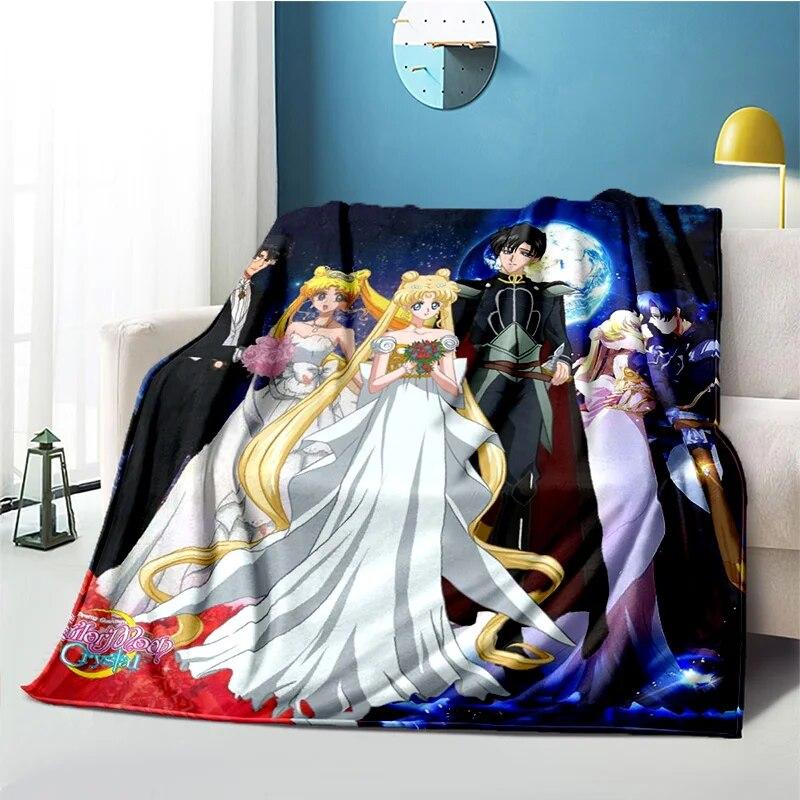 Милое японское плюшевое одеяло с героями мультфильмов S-Sailor Moons, легкое одеяло на четыре сезона, семейный светильник, простыня, чехол для дивана, дорожное теплое одеяло 76x102cm(30x40in)