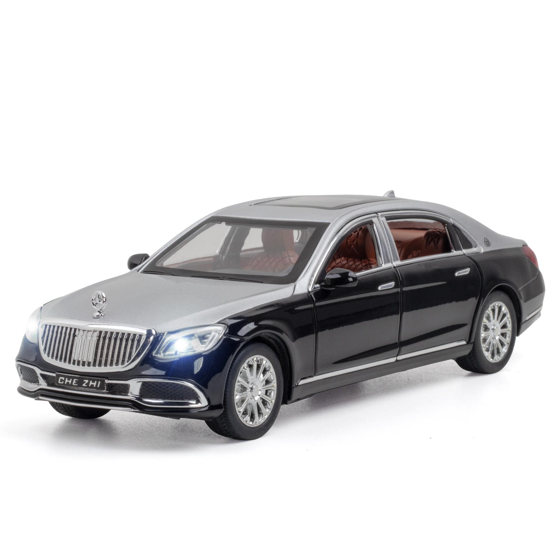 1:24-масштабная модель автомобиля класса люкс Benz S600 из сплава, отлитые под давлением металлические игрушечные транспортные средства, модель автомобиля с высоким имитационным звуком и светом, подарок для детей 1/24-21x8.5x6cm серебряный/чёрный