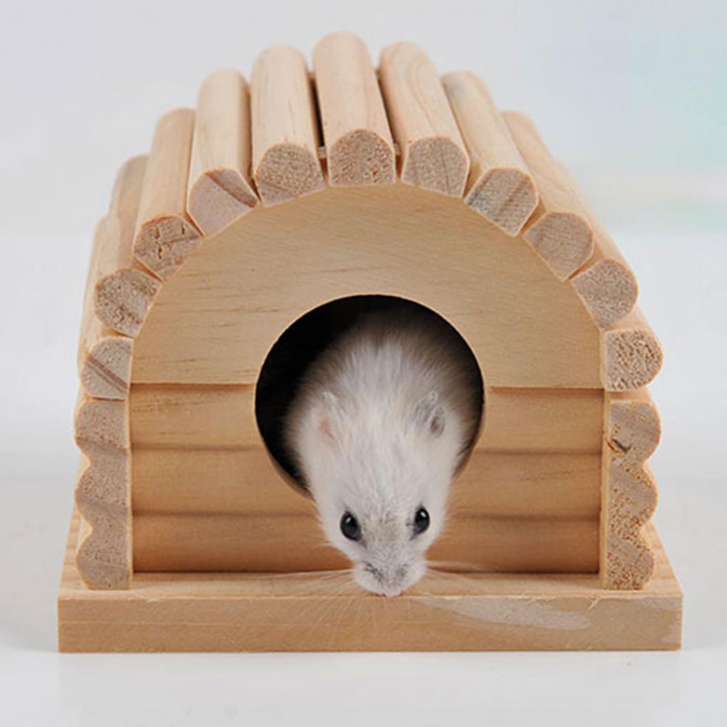 Прочный разделенный деревянный маленький домик для хомяка с белкой Cavia, игрушка для домашних животных