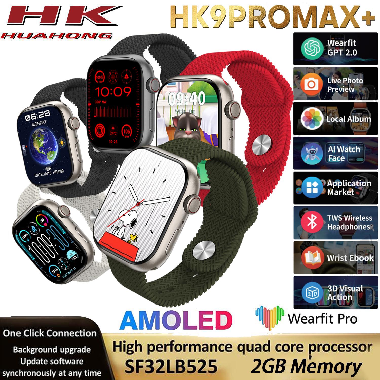 HK9 PRO MAX Plus Смарт-часы AMOLED ChatGPT 2 ГБ ПЗУ HK9 PRO Max + BT Call AI Watch Face 3D Visual Action Smartwatch Мужчины Женщины