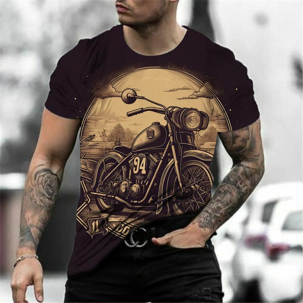 Винтажная классическая футболка с короткими рукавами Love Motorcycle и 3D принтом, мужская уличная модная рубашка, футболка большого размера, спортивная повседневная футболка S