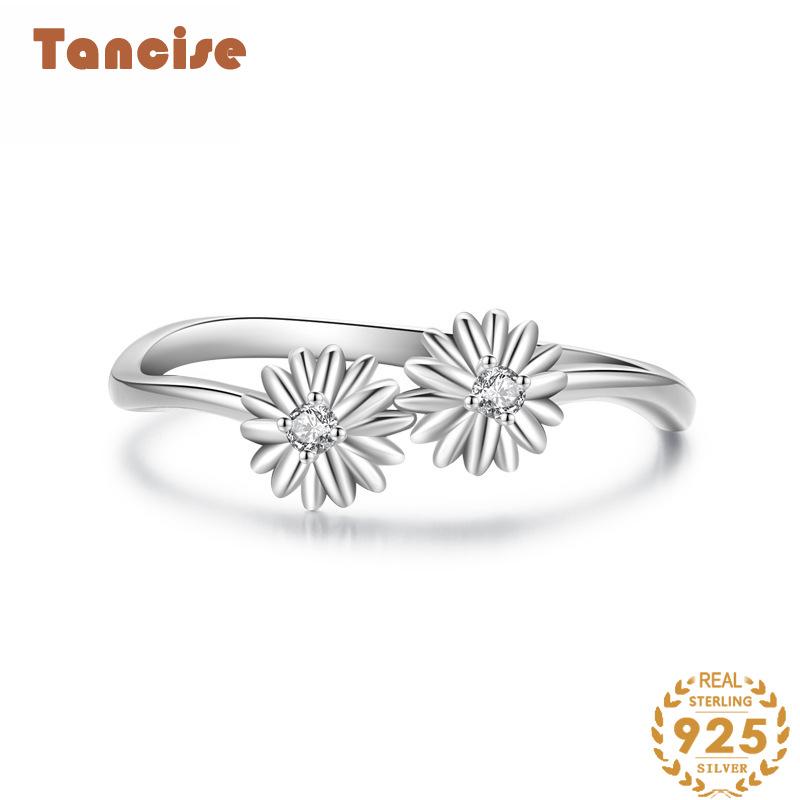 Tancise Classic стерлингового серебра 925 пробы кольцо с цирконом женские ювелирные изделия свадебное обещание вечерние подарок 5 серебряный