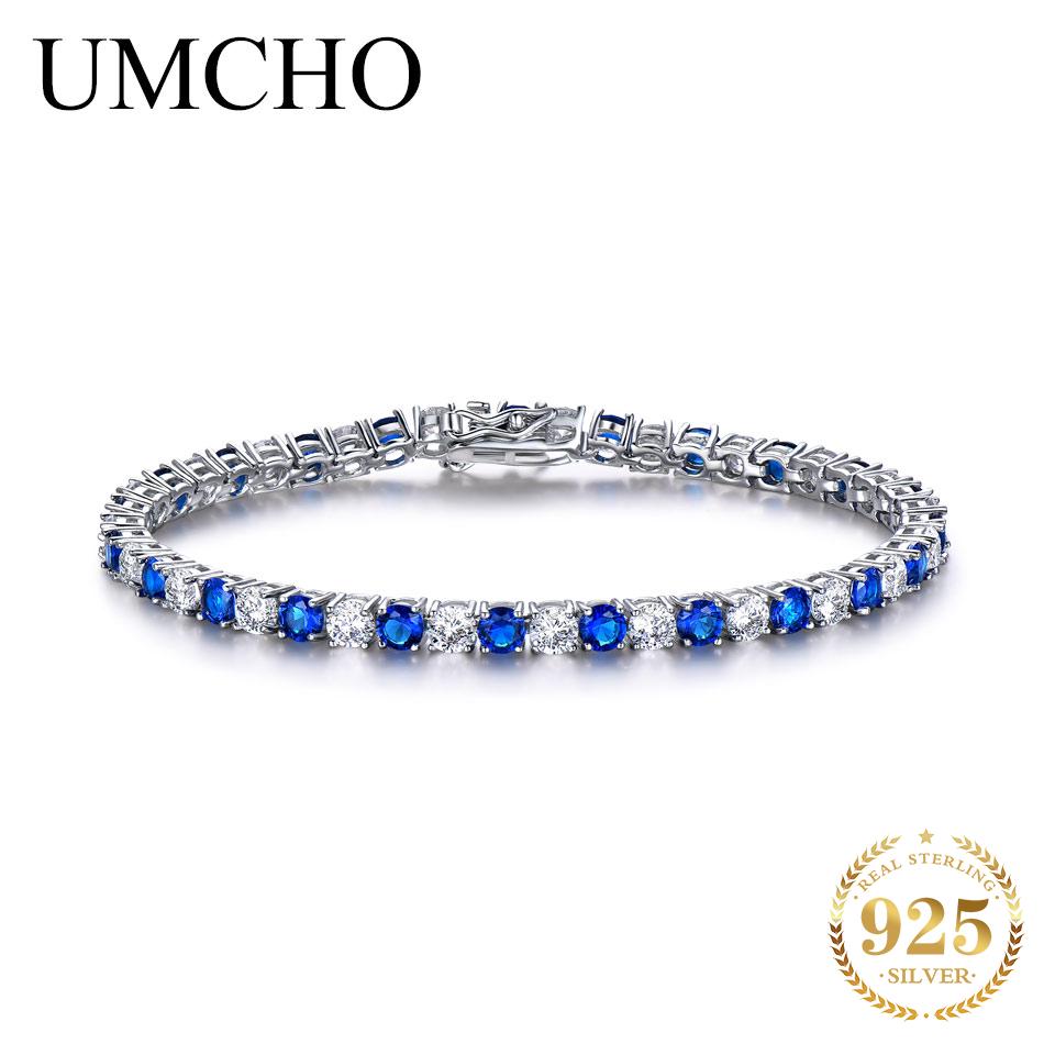 Роскошный браслет UMCHO с нано-синим сапфиром сапфировый
