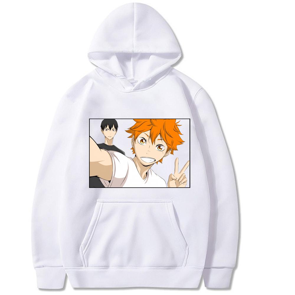 Смешные толстовки унисекс Haikyuu с принтом японского аниме, мужская толстовка с капюшоном, уличная одежда, повседневные толстовки, пуловер в стиле Харадзюку XS белый