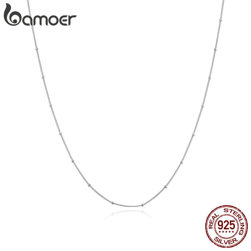 Ожерелье Bamoer Essential с крошечными круглыми бусинами, подлинное серебро 925 пробы, 45 см, звенья цепи Necklace
