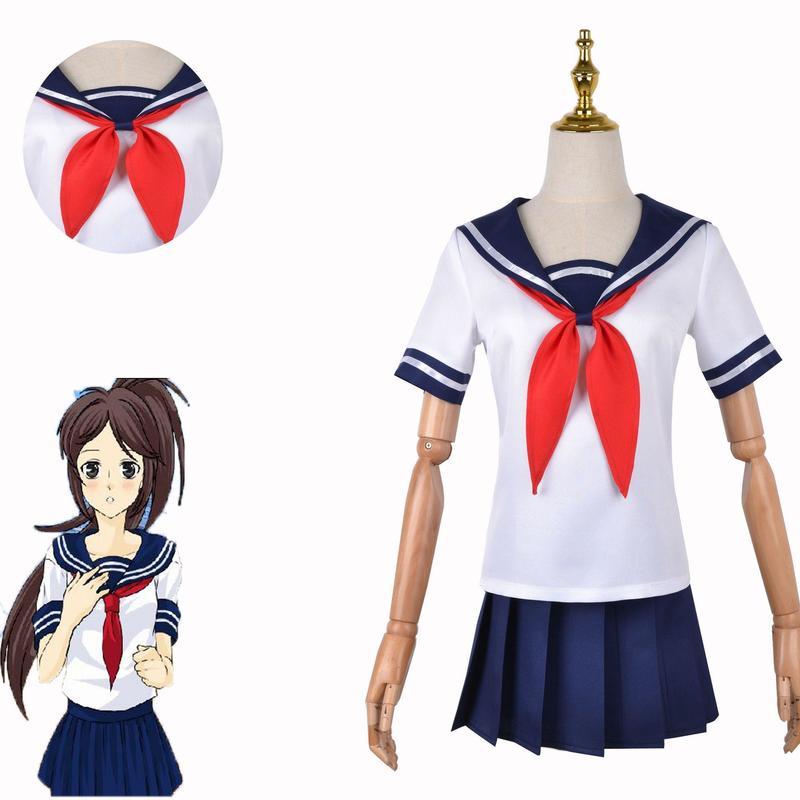   Joom Scione Yandere Simulator Косплей Костюм Ayano Aishi JK школьная форма женская футболка с матросом юбка M&Yandere Simulator