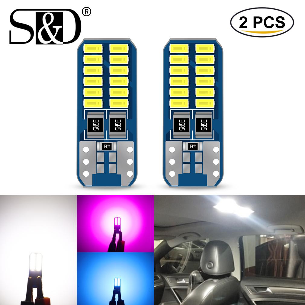 2 шт. T10 Led Canbus W5W Светодиодные лампы для салона автомобиля 24smd 3014smd 194 168 Автомобильные светодиодные сигнальные лампы Габаритные фонари Лампы для чтения DC 12 В белый