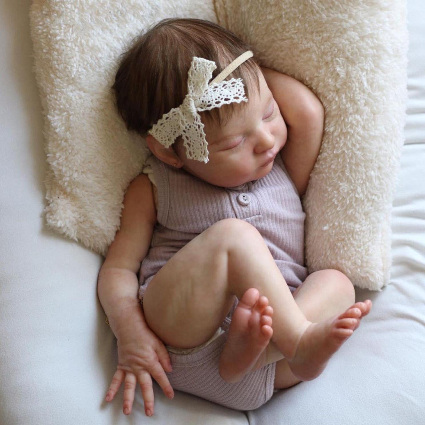 BZDOLL Реалистичная 50 СМ 20-дюймовая мягкая силиконовая кукла Reborn Sleeping Baby с 3D-рисованием кожи и сосудистой вены, милая игрушка для новорожденного Bebe ручной работы 3D-paint skin doll