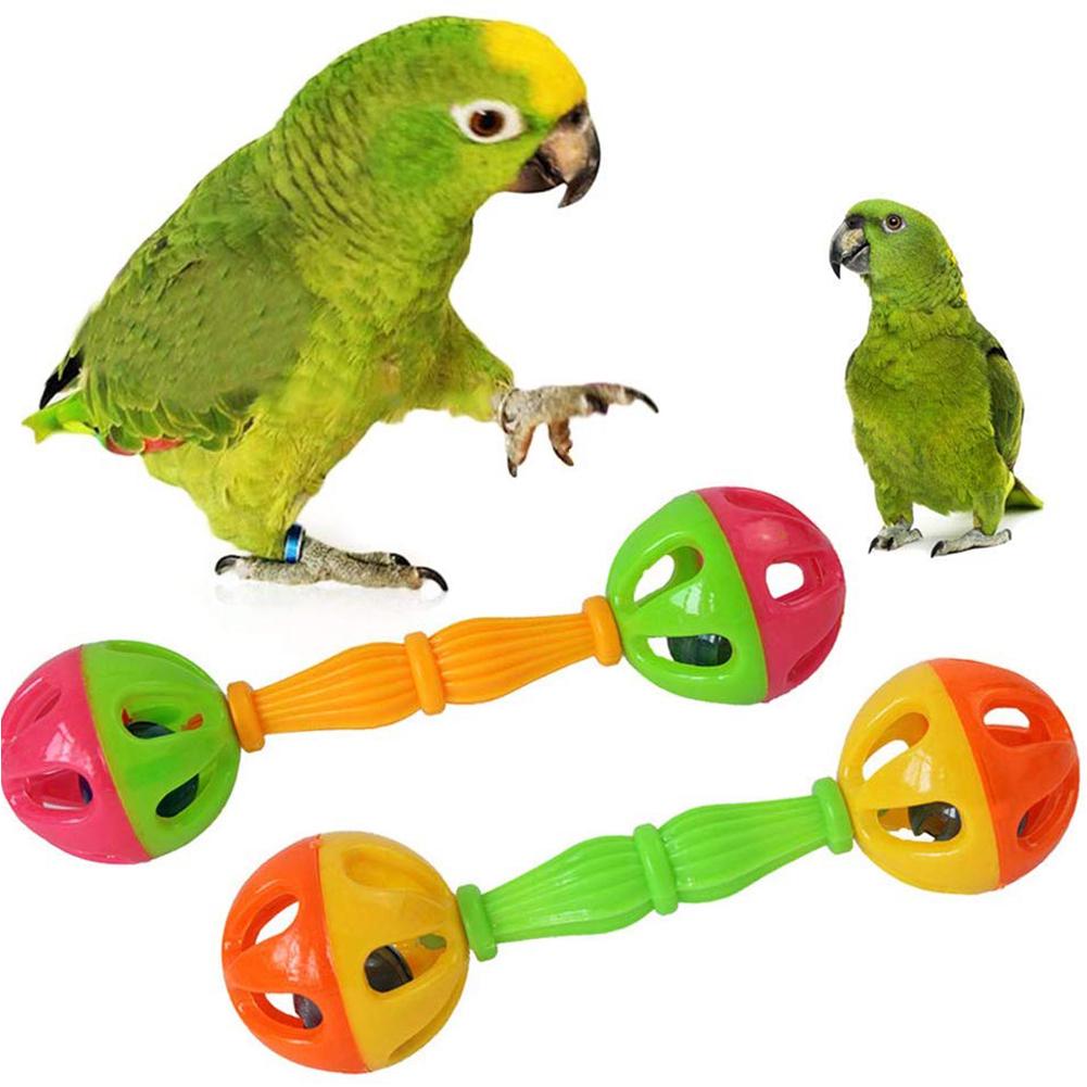 Yousheng Попугай Полый двуглавый колокольчик Pet Bird Ball Погремушка Укус Жевательная интерактивная игрушка