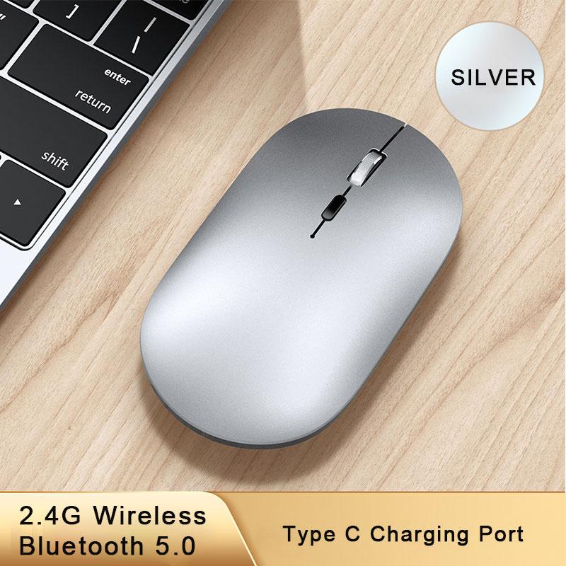 Беспроводная мышь Bluetooth 5,0 2,4G Type C, перезаряжаемая, бесшумная, эргономичная для iPad Macbook Air/Pro, ноутбука, планшетного компьютера, офиса Bluetooth Wireless