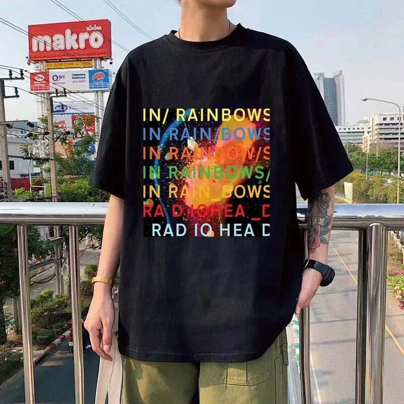 Футболка Band Rock Radiohead, музыкальный альбом в радужных футболках, женская футболка унисекс в стиле хип-хоп, уличная футболка в стиле готического панка, футболка большого размера L