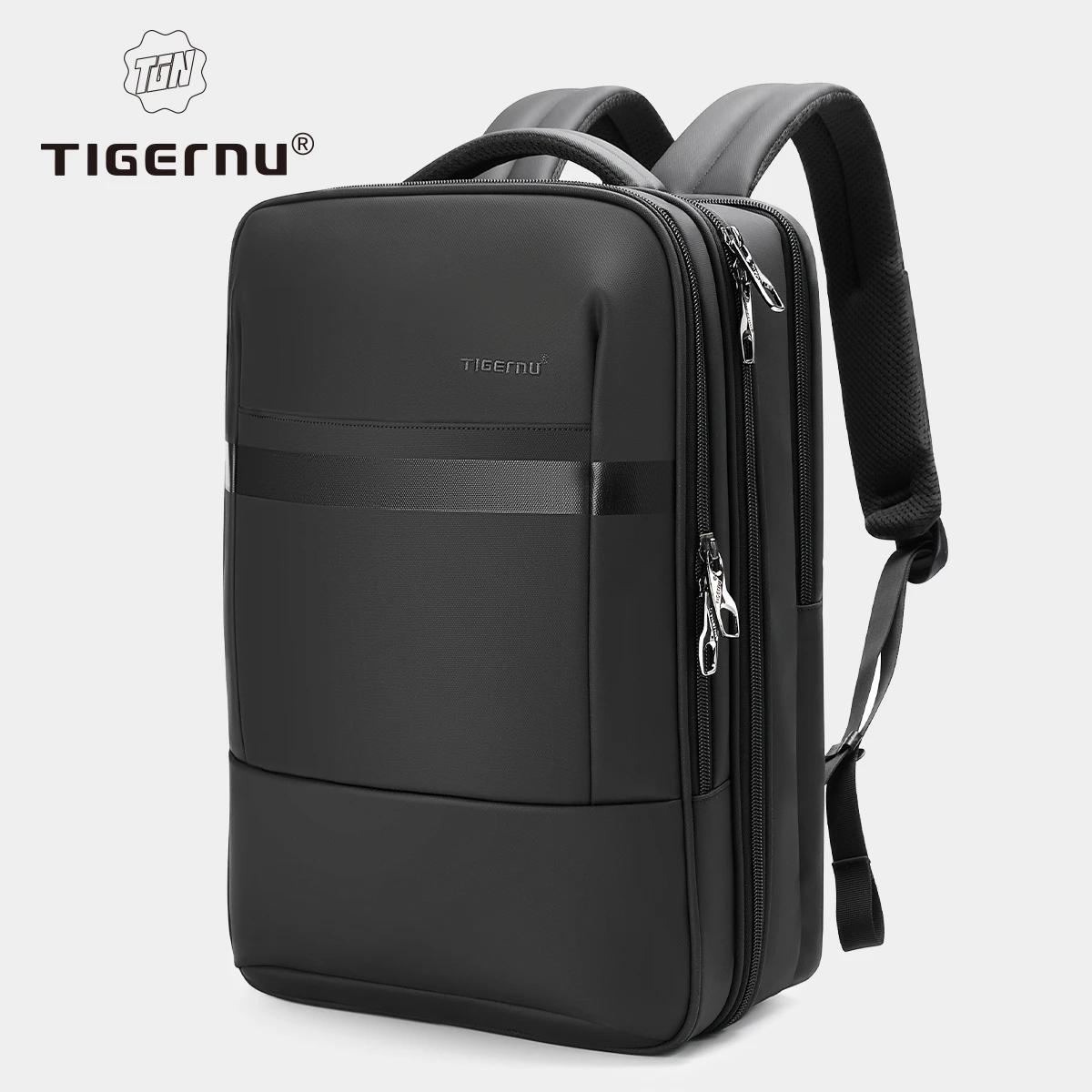 Tigernu противоугонный 15,6-дюймовый рюкзак для ноутбука, мужской водонепроницаемый дорожный рюкзак из ТПУ, мужская школьная сумка для мужчин, сумка для багажа 42*32*17.5cm чёрный