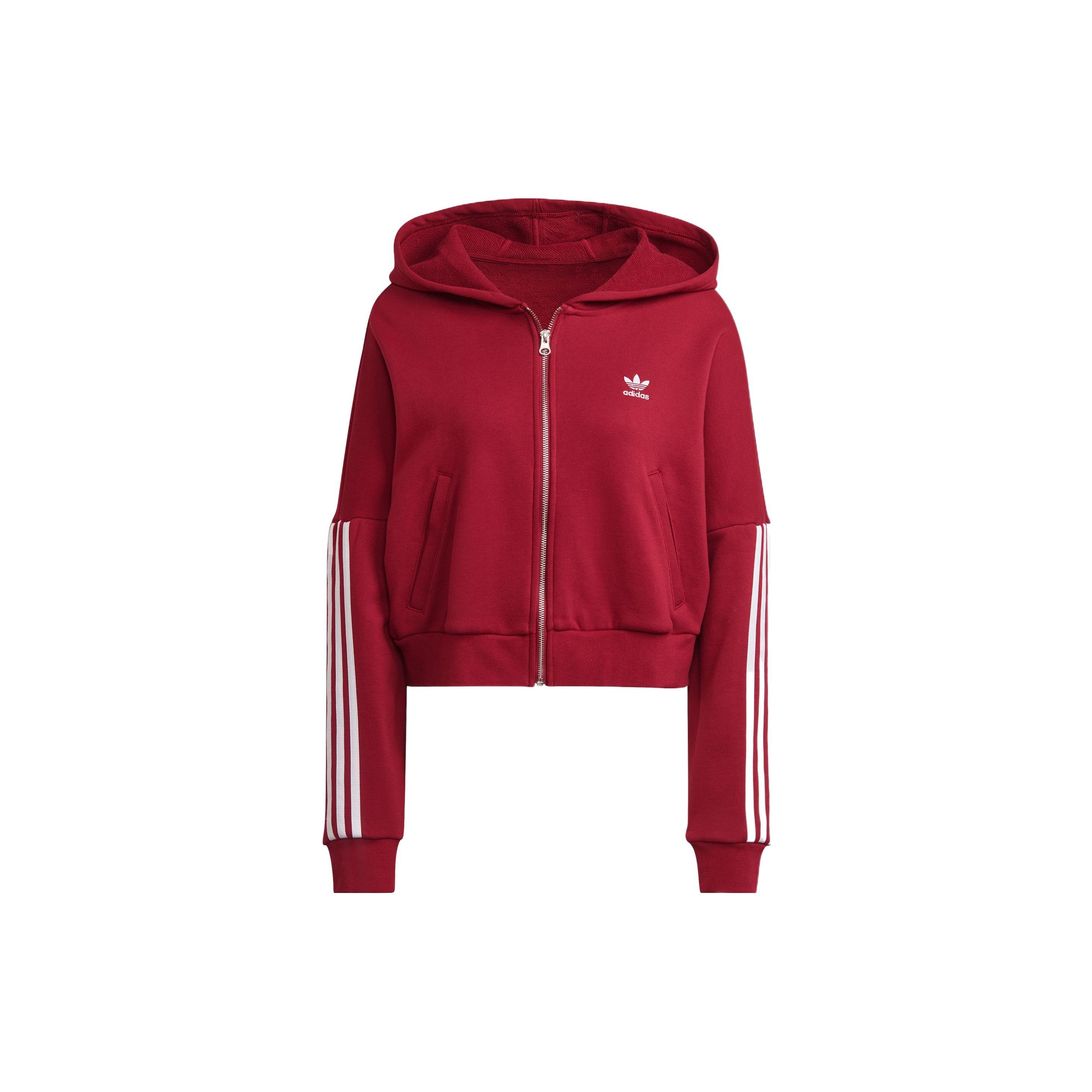 Adidas Originals Трилистник с капюшоном с полосками по бокам и шнурком Женская верхняя одежда Красный HM2133 XS