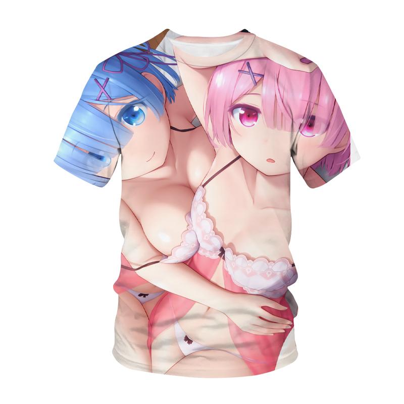   Joom Футболка с 3D принтом Re Zero Rem Ram, милая уличная одежда в стиле кавайного аниме для мальчиков и девочек, повседневная модная детская футболка, топы в стиле Харадзюку 160