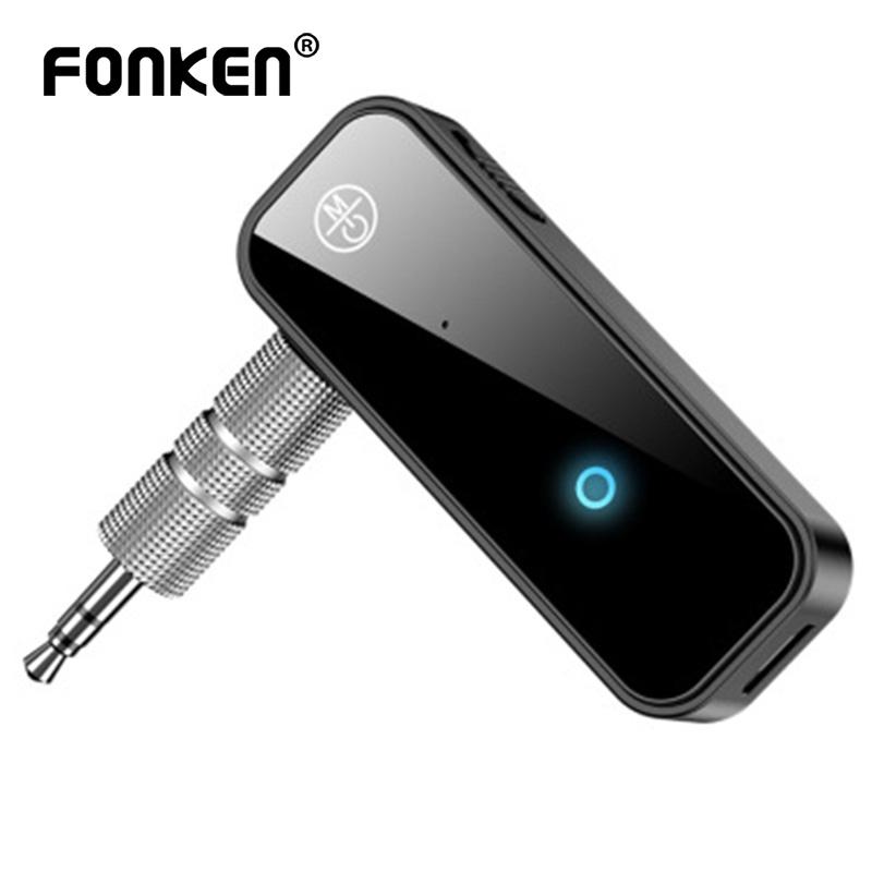 FONKEN 2 в 1 Bluetooth-приемник-передатчик 3,5 мм AUX Jack аудио беспроводной адаптер для автомобильных наушников ПК микрофон 5,0 рецептор чёрный