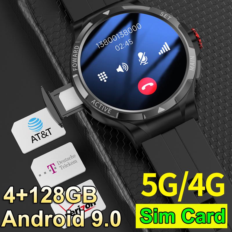 Смарт-часы GPS 4G 5G 1,43 дюйма, экран 400*400 HD, 2/4 ГБ + 16/128 ГБ, телескопическая поворотная камера, SIM-карта, Android 9,0, мужские умные часы 2GB 16GB чёрный