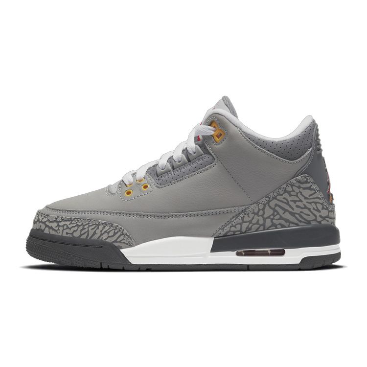 Детские кроссовки Air Jordan 3 Retro GS Cool Grey 2021 Silver Light-Graphite Orange-Pel 398614-012 36.5