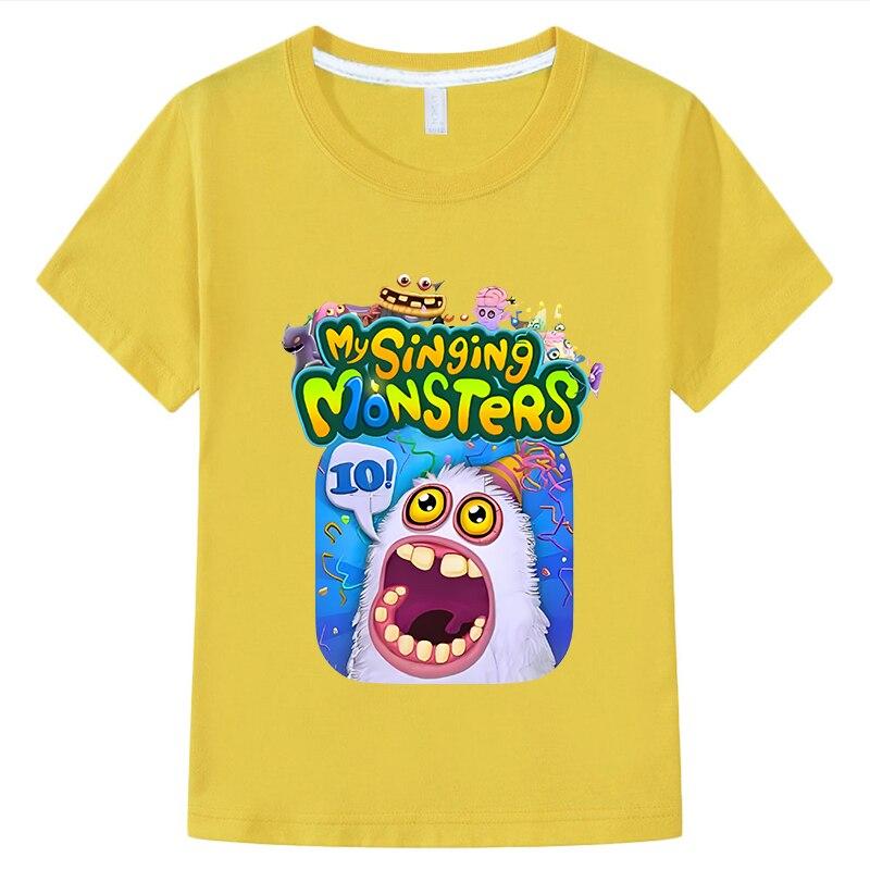 Милая футболка My Singing Monsters, короткие топы из 100% хлопка, футболка с аниме y2k, цельная одежда для мальчиков и девочек, летняя детская одежда 100 белый