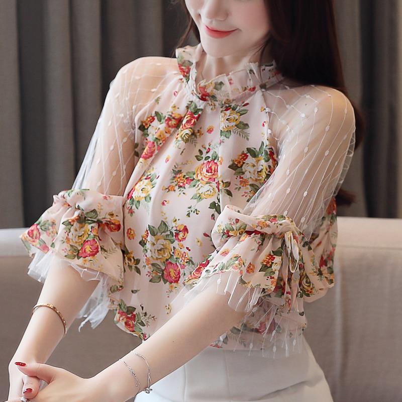 SURE XIAO STORY Blusas Mujer De Moda 2021 летние женские блузки Camisas Mujer с кружевным цветочным принтом S розовый