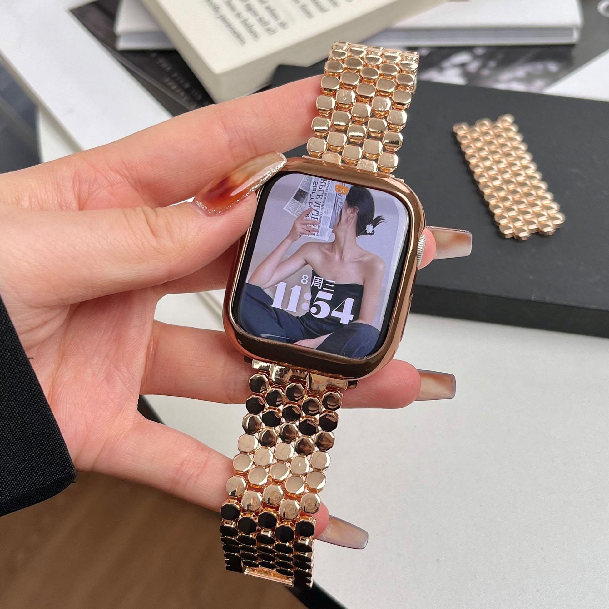 Ремешок из нержавеющей стали с рыбьей чешуей для IWatch 8, 7, 5, 4 SE 38, 42 мм, роскошный браслет для Apple Watch Ultra, 49 мм, 40 мм, 44 мм, 41, 45 мм, ремешок for iwatch 7 8 45mm чёрный