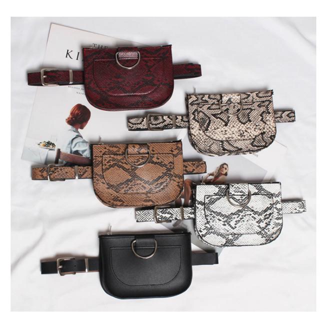Женская поясная сумка Serpentine Fanny Pack из искусственной кожи, поясная сумка из змеиной кожи, женский кошелек WGYNIL1517a чёрный