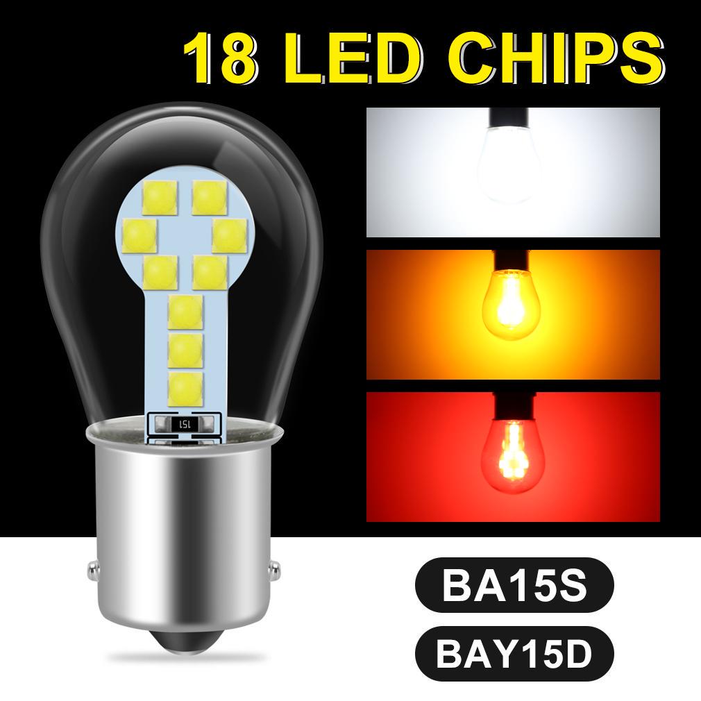 Красный Янтарный Белый 1156 BA15S P21W LED 1157 BAY15D P21/5W Светодиодная лампа R5W R10W Автомобильный указатель поворота S25 Лампы автоматического стоп-сигнала 12 В BAY15D жёлтый