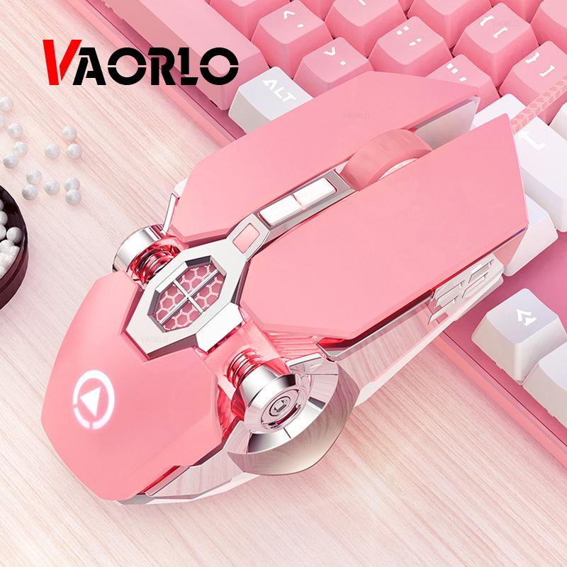  Проводная игровая мышь VAORLO, эргономичная 7 клавиш с подсветкой для ноутбуков HP DELL, ПК, геймерских мышей, розовая мышь для девочек и женщин розовый