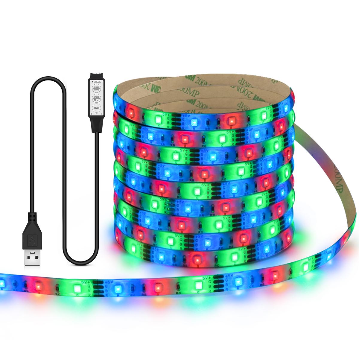Водонепроницаемая светодиодная лента USB 5 В, меняющая цвет, 2835 RGB, светодиодная лента для телевизора, гибкая лампа, лента для подсветки игровой комнаты, декор 100CM