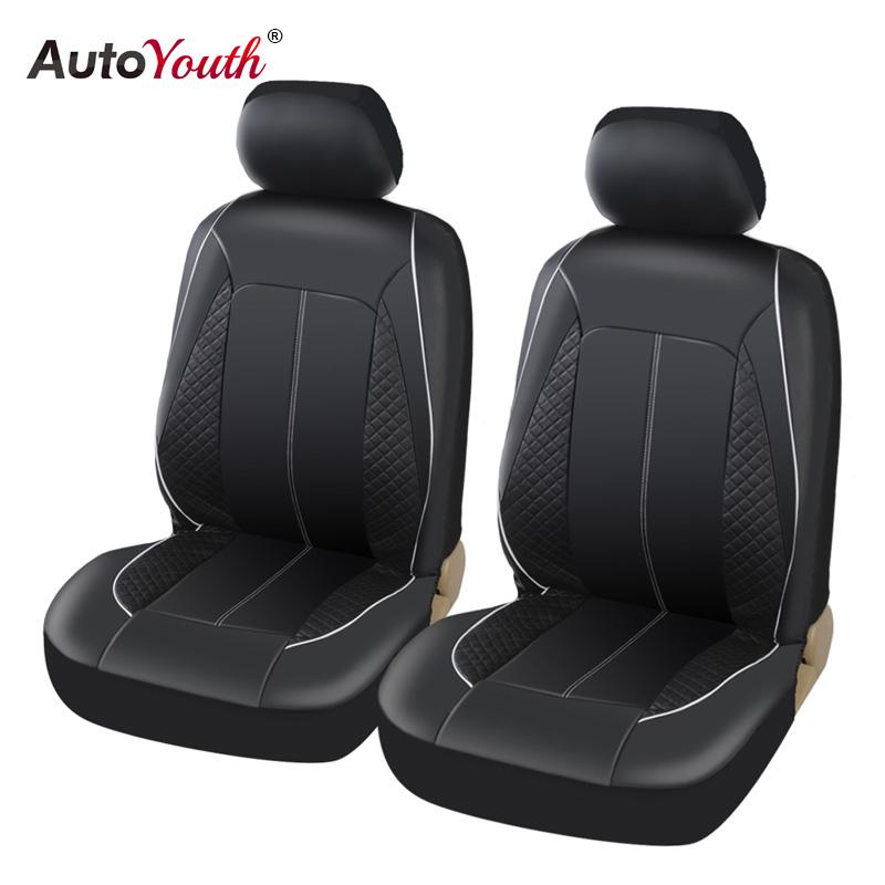 AUTOYOUTH 2 шт. роскошные чехлы на сиденья автомобиля из искусственной кожи, подушки безопасности, совместимые для toyota lada Universal чёрный