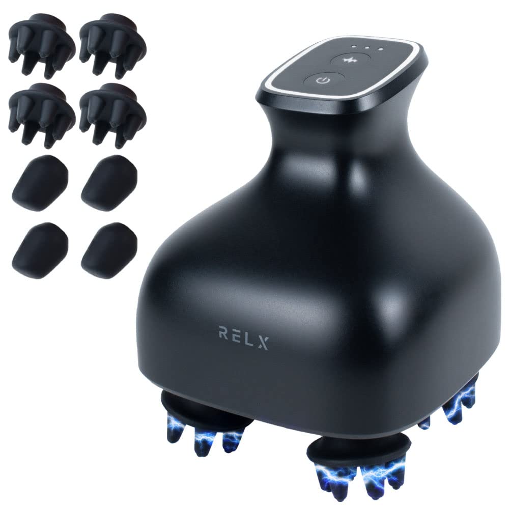 Мочалки и щетки для тела RELX EMS Head Spa IPX7 Водонепроницаемый (Отечественный производитель) Косметический прибор Щетка для ухода за кожей головы Подарок для ухода за кожей головы (Матовый черный)