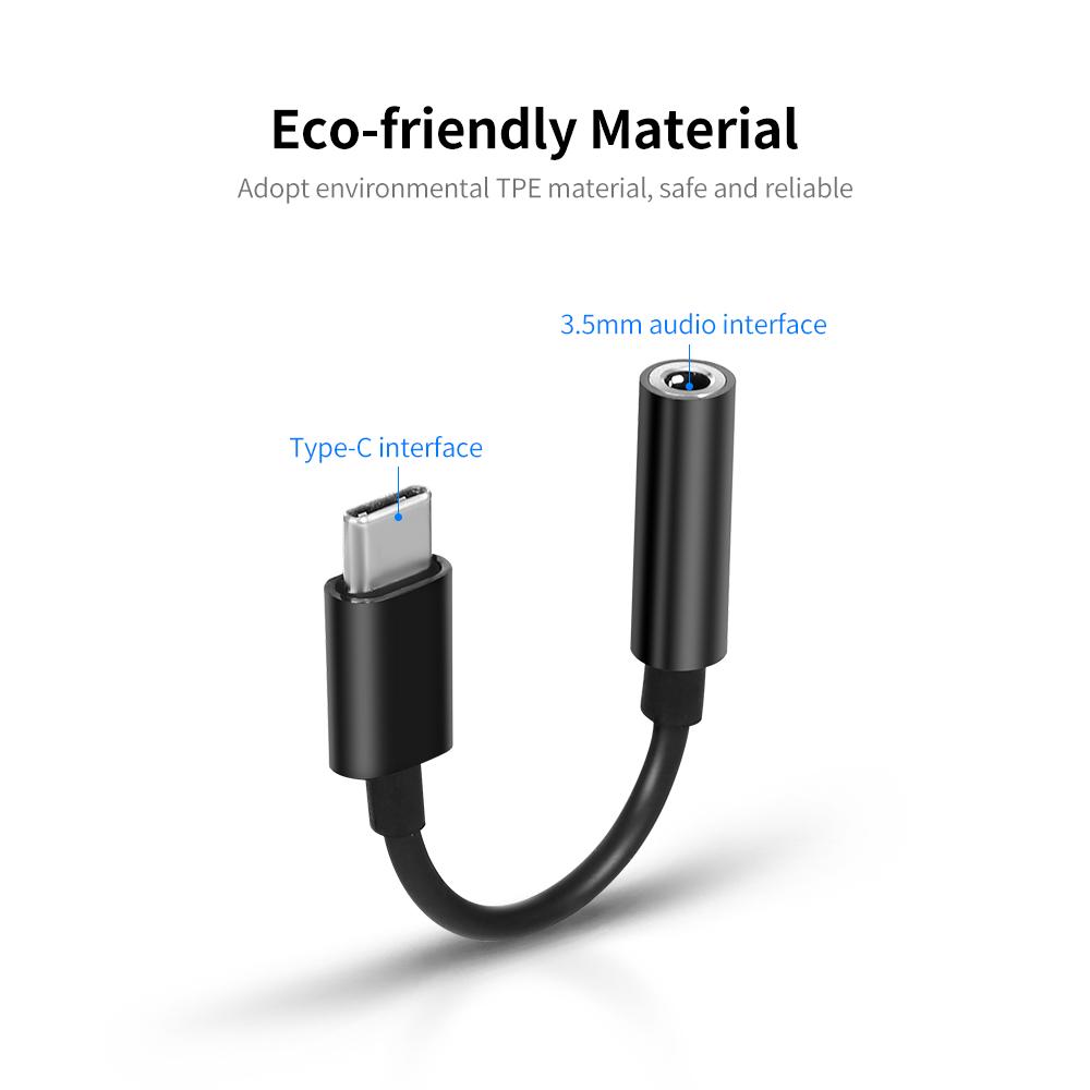 Адаптер для наушников TypeC на 3,5 мм USB 3,1 TypeC «папа» на 3,5 AUX аудио гнездовой аудиоадаптер для чёрный