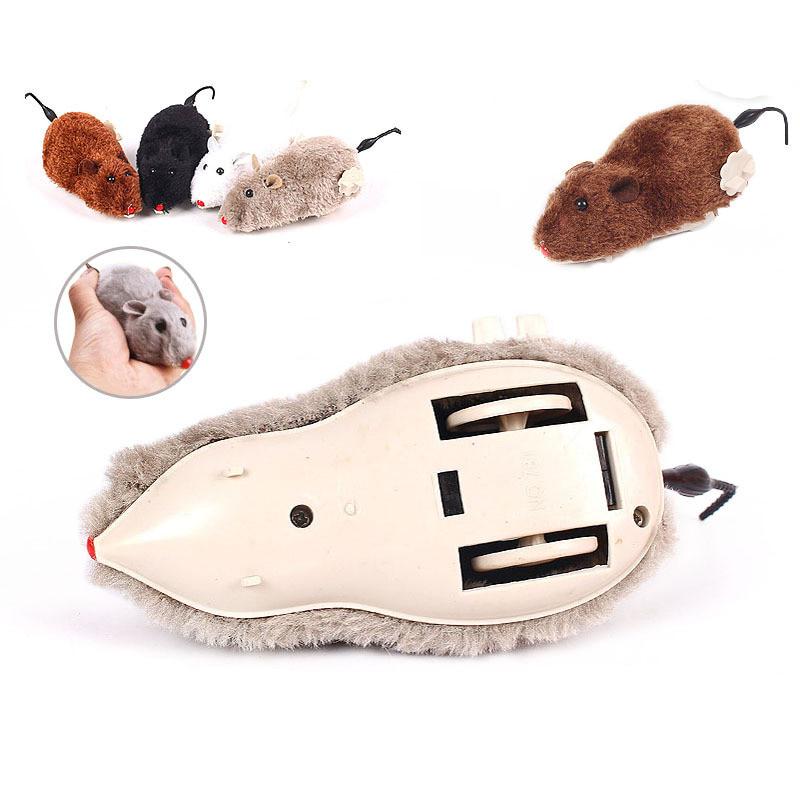 WTEMPO hot Creative Funny Clockwork Spring Power Plush Mouse Toy Cat Dog Playing Toy Mechanical Motio