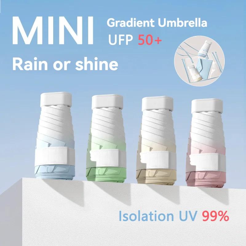 Mini Parapluie Pliant Résistant au Soleil pour Homme et Femme, Protection Solaire UV, Vinyle, Petit, Ensoleillé, Pluie, Poche
