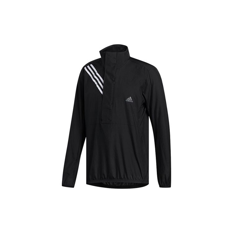 Adidas с логотипом и принтом, повседневная беговая спортивная куртка с воротником-стойкой, мужские куртки черного цвета FL6971 M