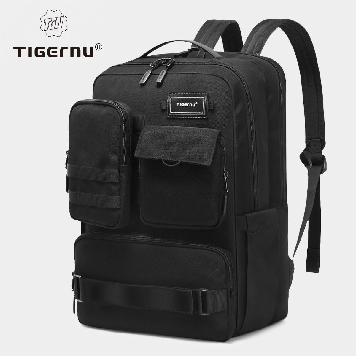 Двухслойный рюкзак Tigernu, 2022, мужская водонепроницаемая дорожная сумка для ноутбука 17,3 дюйма, уличный тактический рюкзак неограниченной серии 29 л чёрный