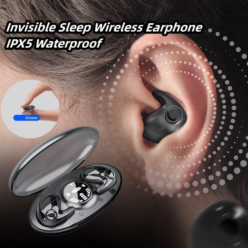 Невидимые беспроводные наушники для сна с шумоподавлением TWS Bluetooth 5,3, скрытые наушники IPX5, водонепроницаемая спортивная гарнитура