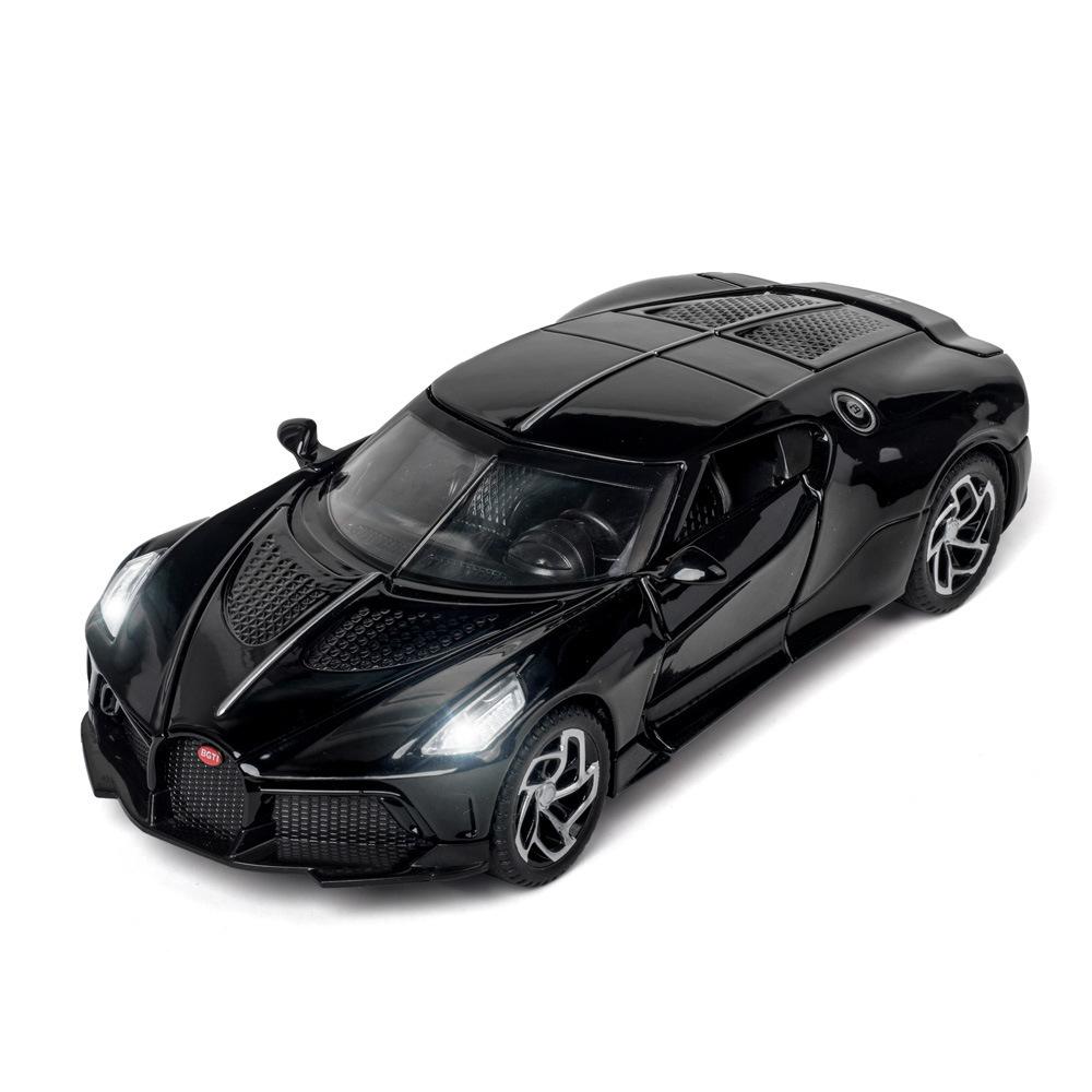 1:32-масштабная модель автомобиля Bugatti La Voiture Noire, игрушечный автомобиль из цинкового сплава со звуком и светом для детей, реплики масштабных моделей автомобилей 1/32-15.5x7x4cm чёрный