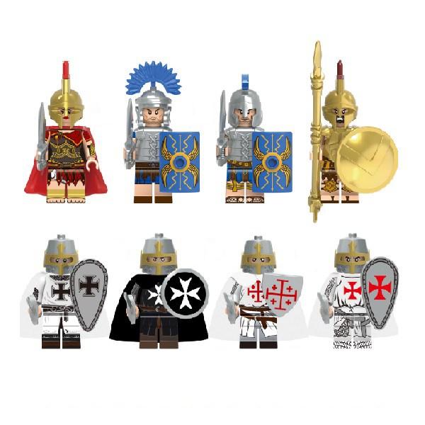 Совместимый блок LEGO, 8 видов, 1 комплект, мини-фигурки средневекового воина-рыцаря-солдата