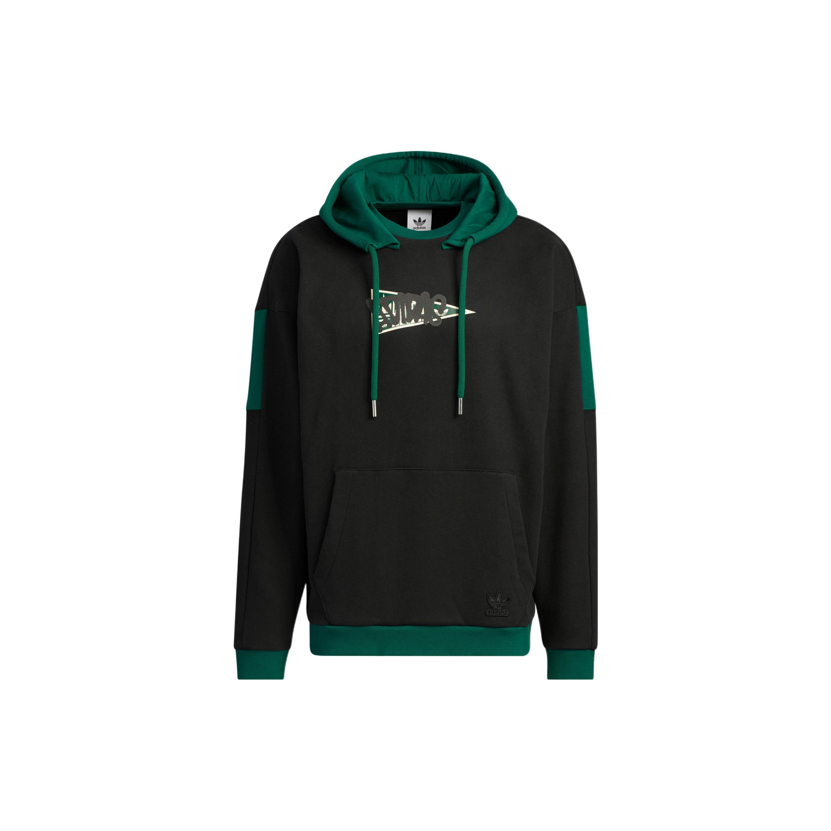 Мужская толстовка с капюшоном Adidas Originals Trefoil Color Block с логотипом, черная HY7221 L