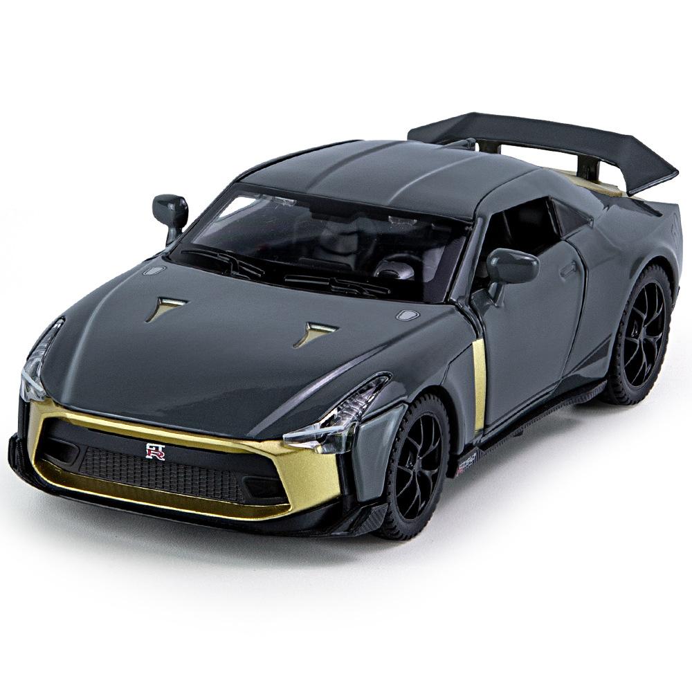 Масштаб 1/32 GTR50 Ares Supercar, литая под давлением модель автомобиля, игрушечный автомобиль с откатным механизмом со звуком и светом для детей, коллекция подарков для мальчиков и девочек 1/32-14.7x6x4.6cm серый