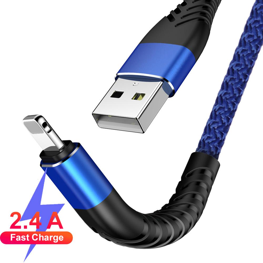 1 м USB-кабель для зарядного устройства для Apple iPhone 7 8 Plus 10 11 Pro X XS Max, шнур 5 6 S 5S 6S, длинный телефонный провод для быстрой зарядки 1m чёрный