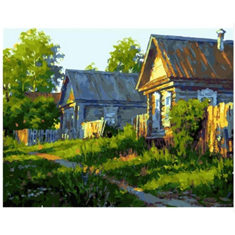Картина по номерам DIY 40x50 50x65 см деревянный дом деревенский пейзаж холст свадебное украшение художественная картина подарок 40x50cm no frame