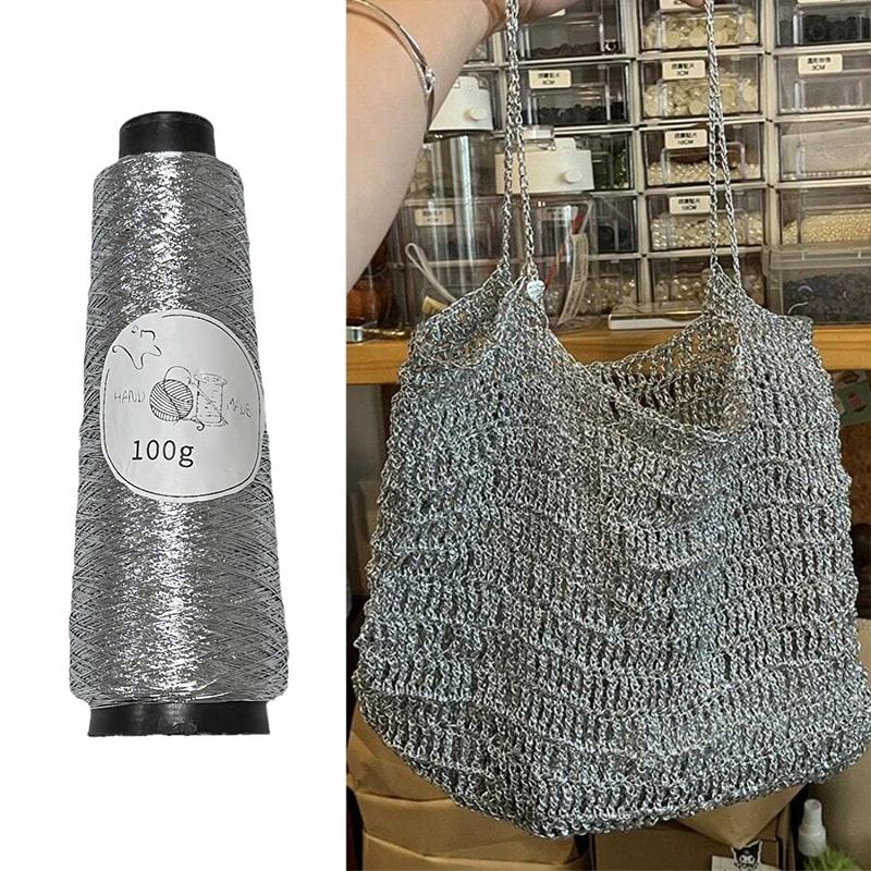 Нитки 100 г/моток пряжа Super Flash Silver Wrap Core золотая и серебряная нить блестящая серебряная вощеная нить 0,8 мм